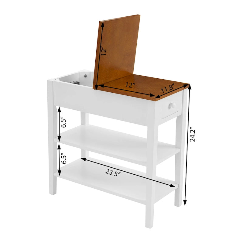 Narrow End Table with USB Charging Ports