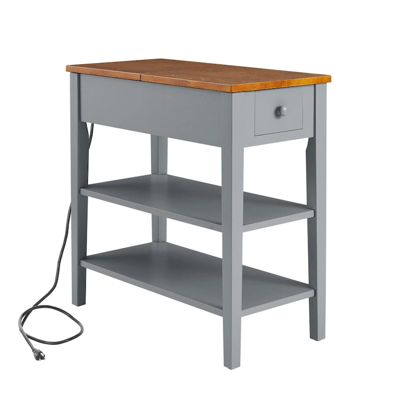 Narrow End Table with USB Charging Ports