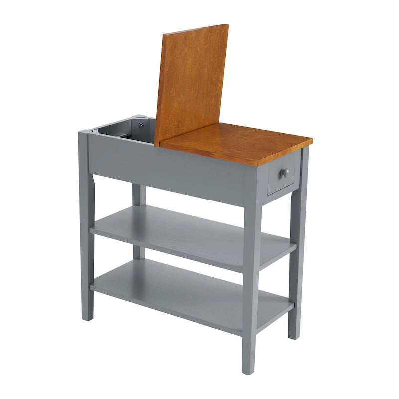 Narrow End Table with USB Charging Ports