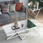 Starrla Glam Chrome Glass Top 2-Piece Coffee Table Set by Furniture of America