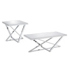 Starrla Glam Chrome Glass Top 2-Piece Coffee Table Set by Furniture of America