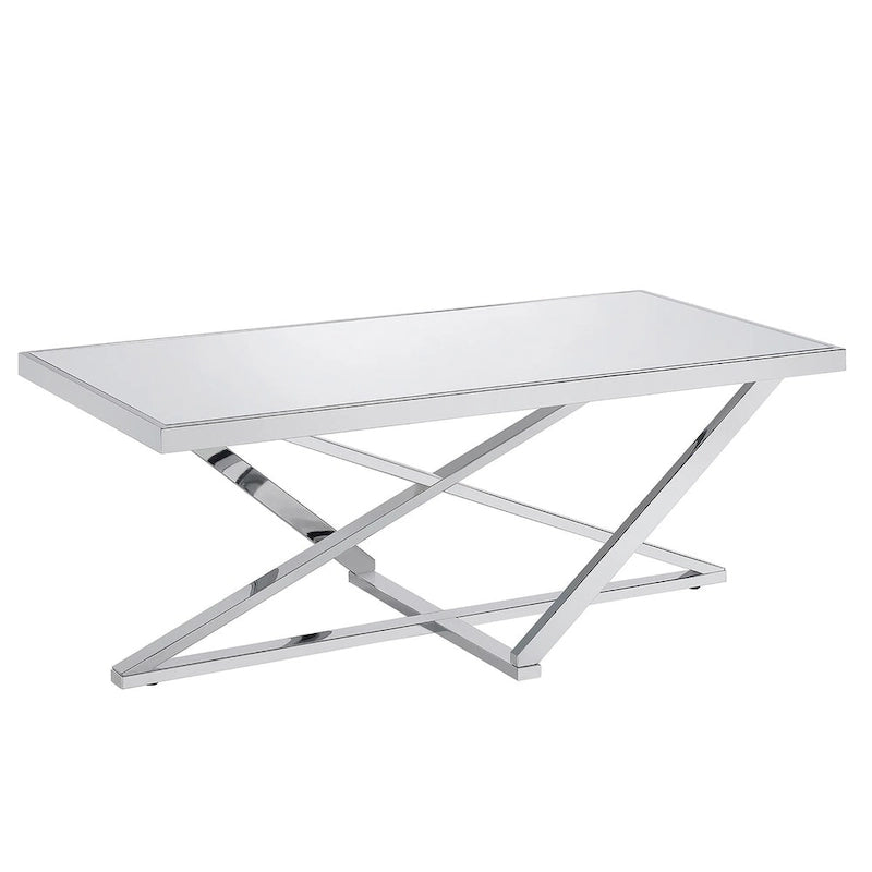 Starrla Glam Chrome Glass Top 2-Piece Coffee Table Set by Furniture of America