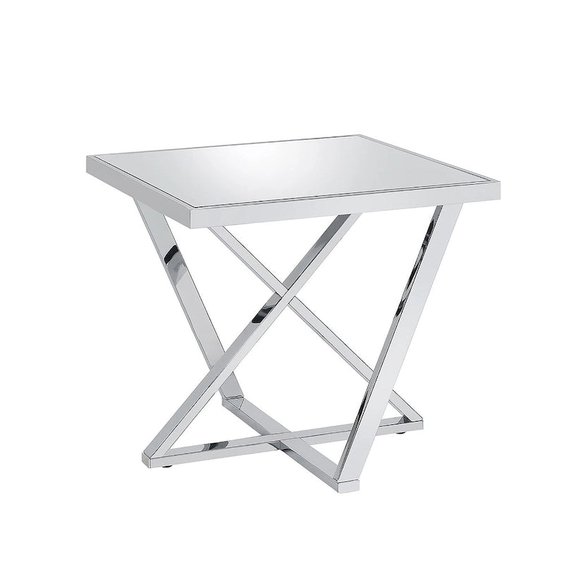 Starrla Glam Chrome Glass Top 2-Piece Coffee Table Set by Furniture of America