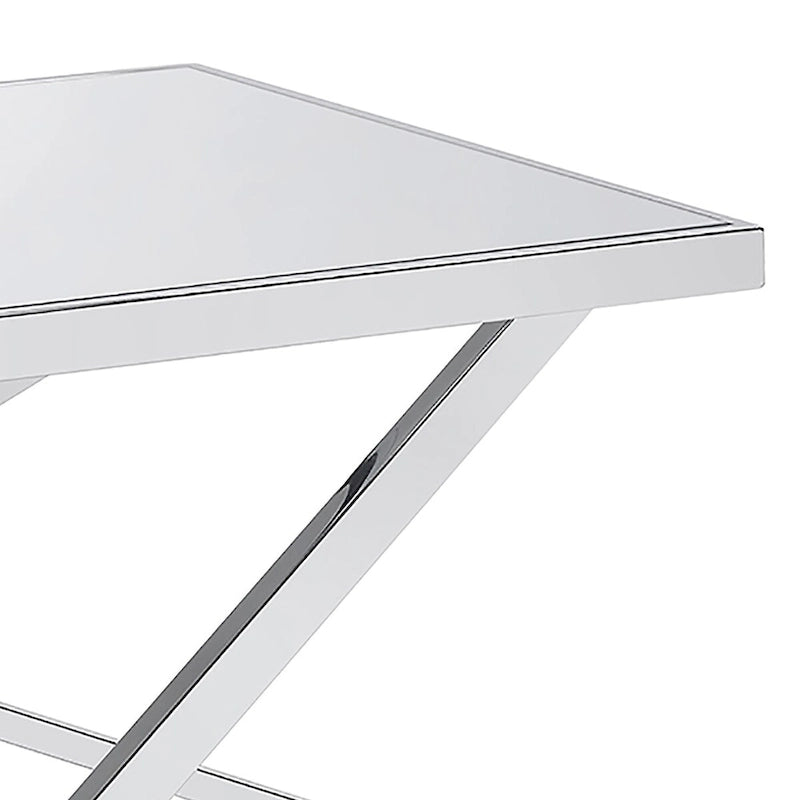 Starrla Glam Chrome Glass Top 2-Piece Coffee Table Set by Furniture of America