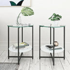 2-Piece Set (Clear) Tempered Glass End Table