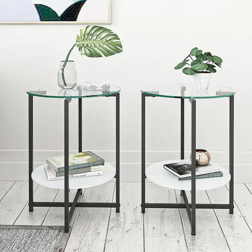 2-Piece Set (Clear) Tempered Glass End Table