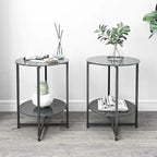 2-Piece Set (Clear) Tempered Glass End Table
