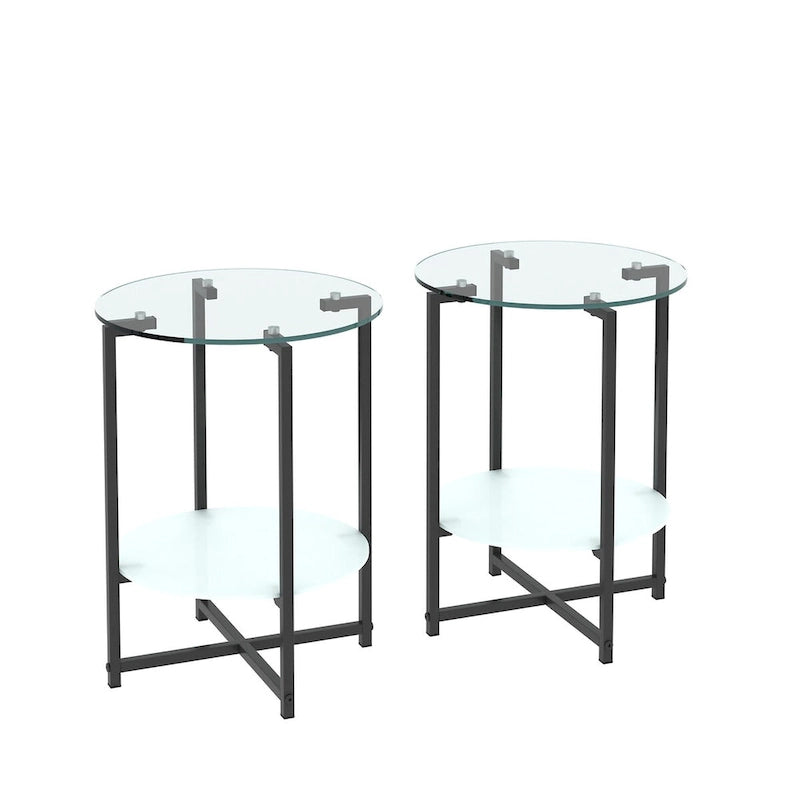 2-Piece Set (Clear) Tempered Glass End Table
