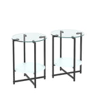 2-Piece Set (Clear) Tempered Glass End Table