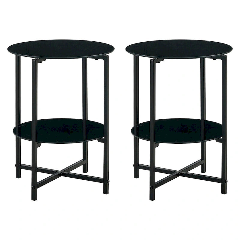 2-Piece Set (Clear) Tempered Glass End Table