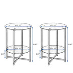 2-Piece Set (Clear) Tempered Glass End Table