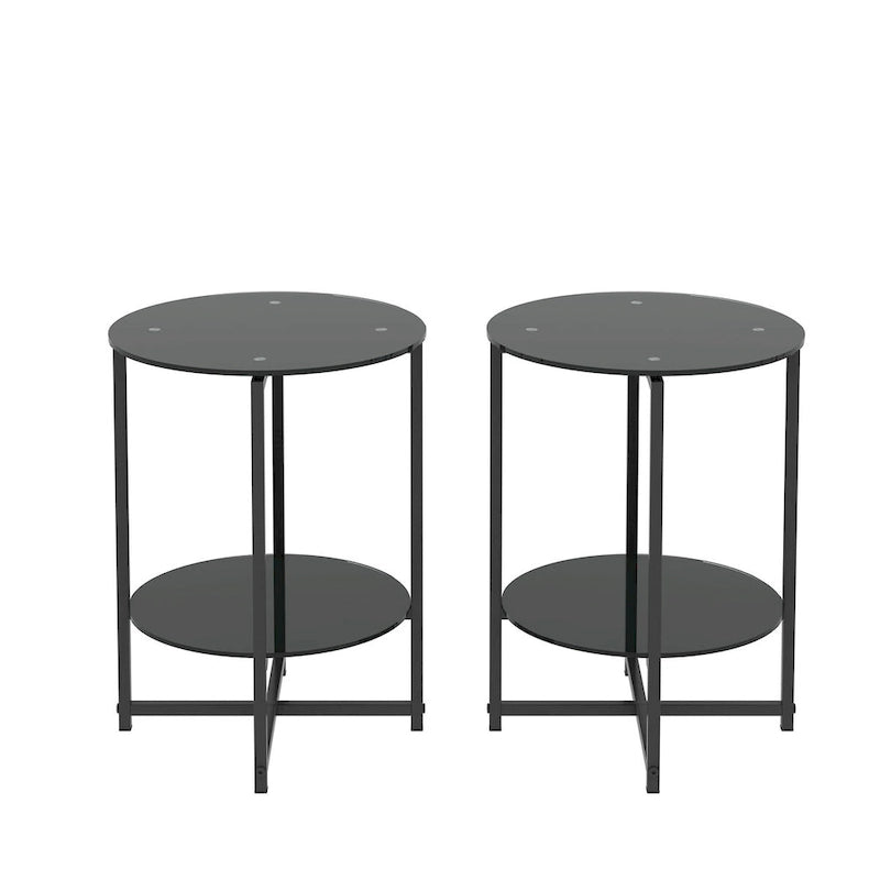 2-Piece Set (Clear) Tempered Glass End Table