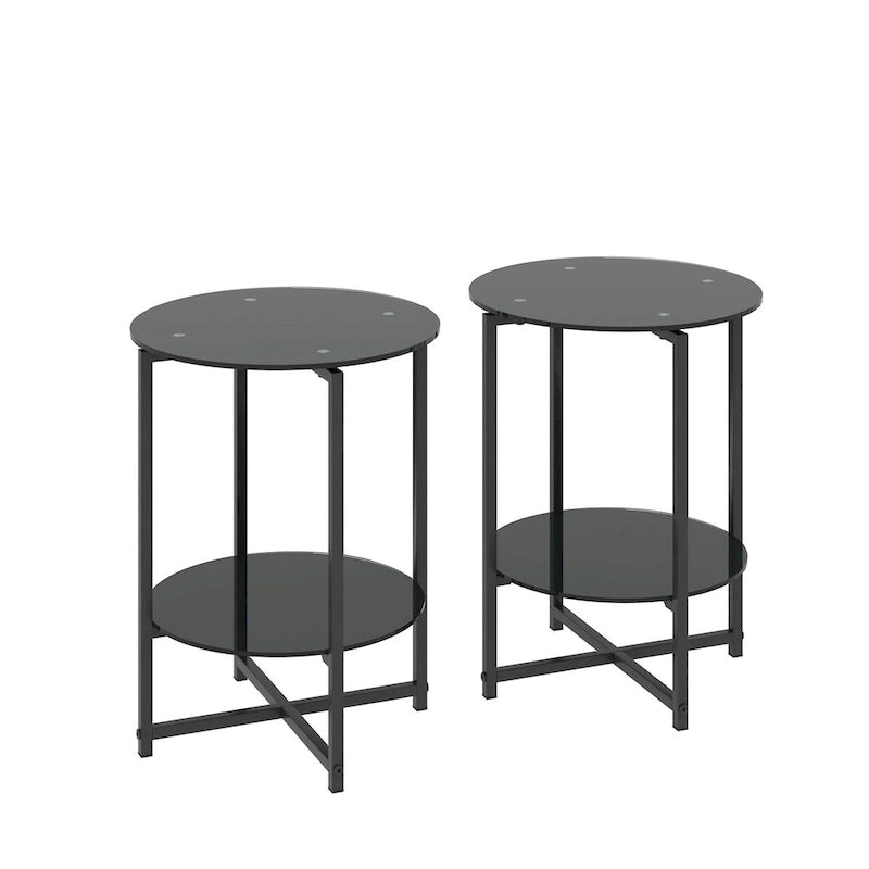 2-Piece Set (Clear) Tempered Glass End Table
