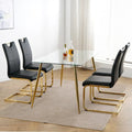 Set of 4 Modern Faux Leather Padded Seat Dining Chairs with gold Metal Legs