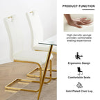 Set of 4 Modern Faux Leather Padded Seat Dining Chairs with gold Metal Legs