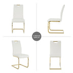 Set of 4 Modern Faux Leather Padded Seat Dining Chairs with gold Metal Legs