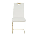 Set of 4 Modern Faux Leather Padded Seat Dining Chairs with gold Metal Legs