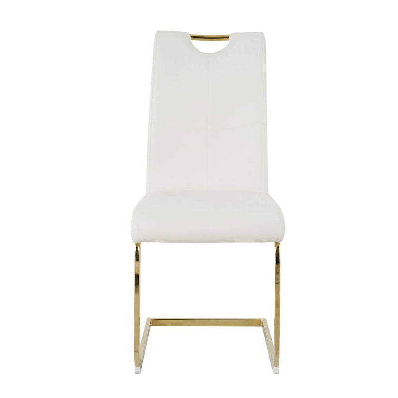 Set of 4 Modern Faux Leather Padded Seat Dining Chairs with gold Metal Legs