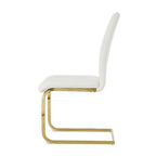 Set of 4 Modern Faux Leather Padded Seat Dining Chairs with gold Metal Legs