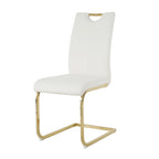 Set of 4 Modern Faux Leather Padded Seat Dining Chairs with gold Metal Legs