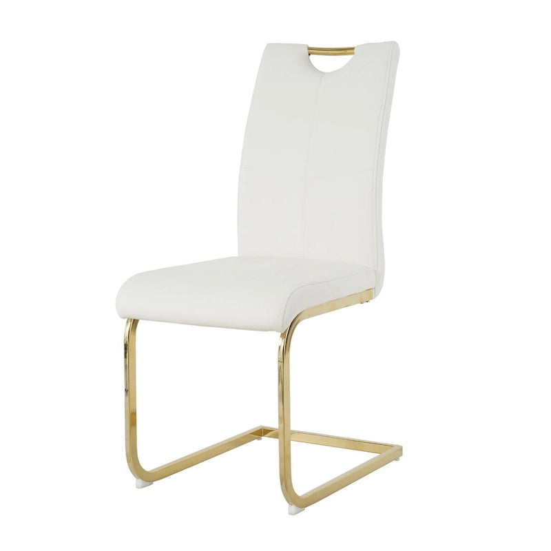 Set of 4 Modern Faux Leather Padded Seat Dining Chairs with gold Metal Legs