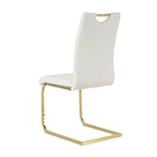 Set of 4 Modern Faux Leather Padded Seat Dining Chairs with gold Metal Legs