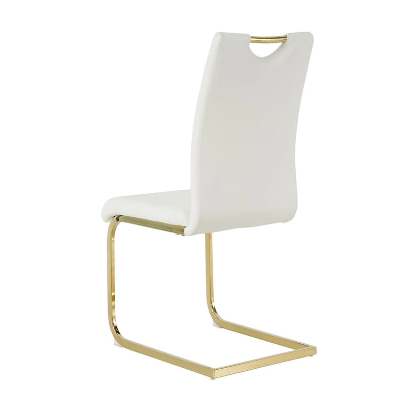 Set of 4 Modern Faux Leather Padded Seat Dining Chairs with gold Metal Legs