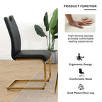 Set of 4 Modern Faux Leather Padded Seat Dining Chairs with gold Metal Legs
