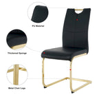 Set of 4 Modern Faux Leather Padded Seat Dining Chairs with gold Metal Legs