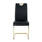 Set of 4 Modern Faux Leather Padded Seat Dining Chairs with gold Metal Legs