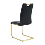 Set of 4 Modern Faux Leather Padded Seat Dining Chairs with gold Metal Legs