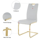 Set of 4 Modern Faux Leather Padded Seat Dining Chairs with gold Metal Legs