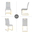 Set of 4 Modern Faux Leather Padded Seat Dining Chairs with gold Metal Legs