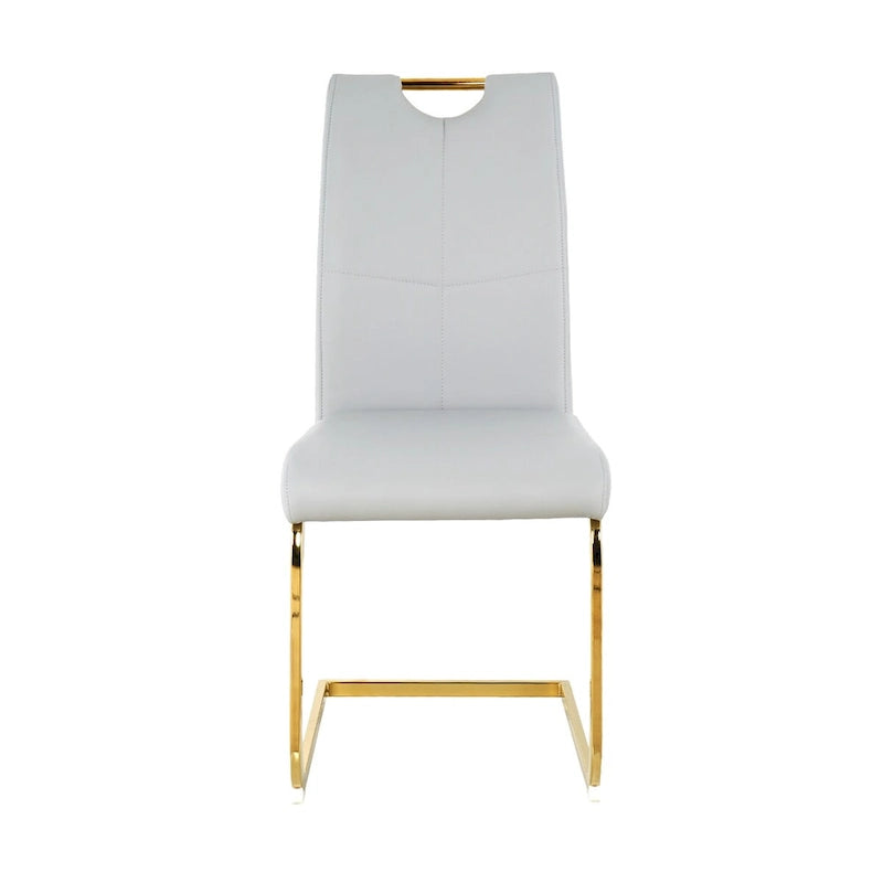 Set of 4 Modern Faux Leather Padded Seat Dining Chairs with gold Metal Legs