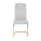 Set of 4 Modern Faux Leather Padded Seat Dining Chairs with gold Metal Legs