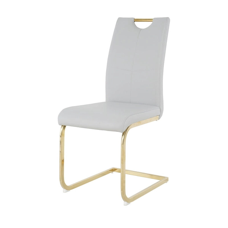 Set of 4 Modern Faux Leather Padded Seat Dining Chairs with gold Metal Legs
