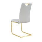 Set of 4 Modern Faux Leather Padded Seat Dining Chairs with gold Metal Legs