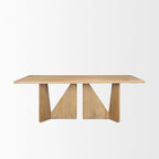 Tarro 84 Rectangular Light Brown Wood w/ Geometrical Base Dining Table - 84.0L x 42.0W x 30.0H