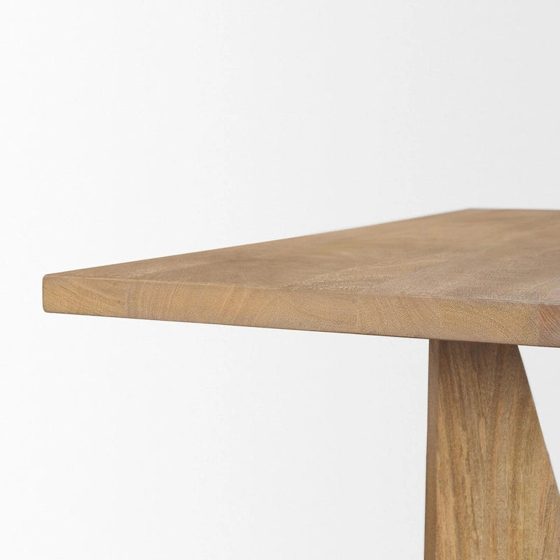 Tarro 84 Rectangular Light Brown Wood w/ Geometrical Base Dining Table - 84.0L x 42.0W x 30.0H
