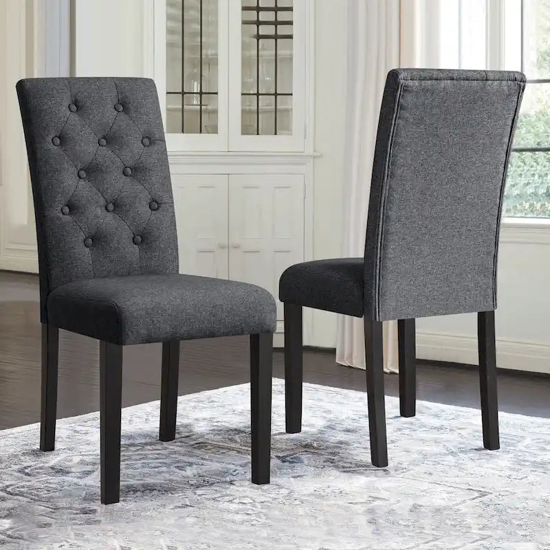 Subrtex Linen Parsons Upholstered Button Dining Chair (2-Pack)