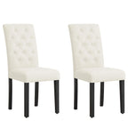Subrtex Linen Parsons Upholstered Button Dining Chair (2-Pack)