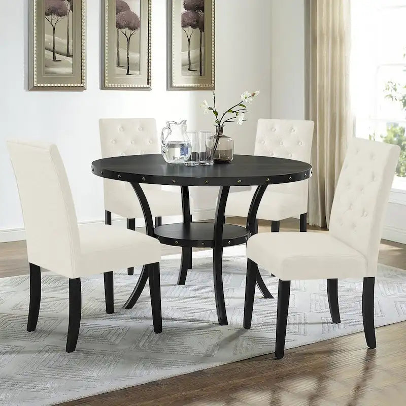 Subrtex Linen Parsons Upholstered Button Dining Chair (2-Pack)