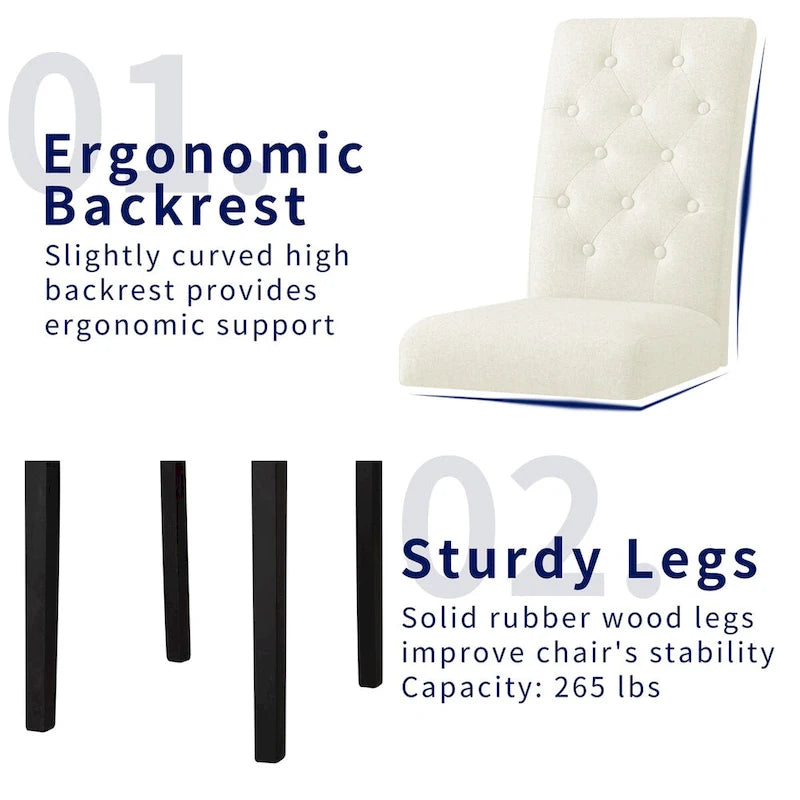 Subrtex Linen Parsons Upholstered Button Dining Chair (2-Pack)