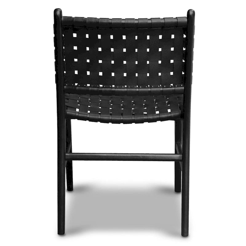 Poly and Bark Banda Teak & Leather Dining Chair - Solid Teak Wood Frame