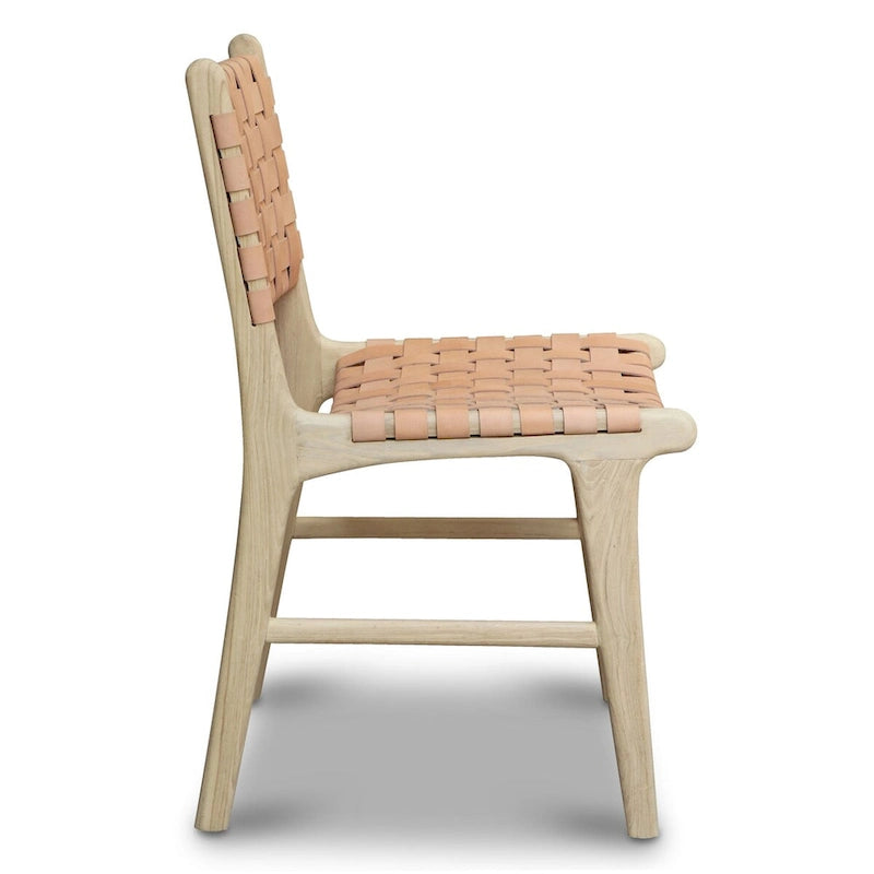 Poly and Bark Banda Teak & Leather Dining Chair - Solid Teak Wood Frame