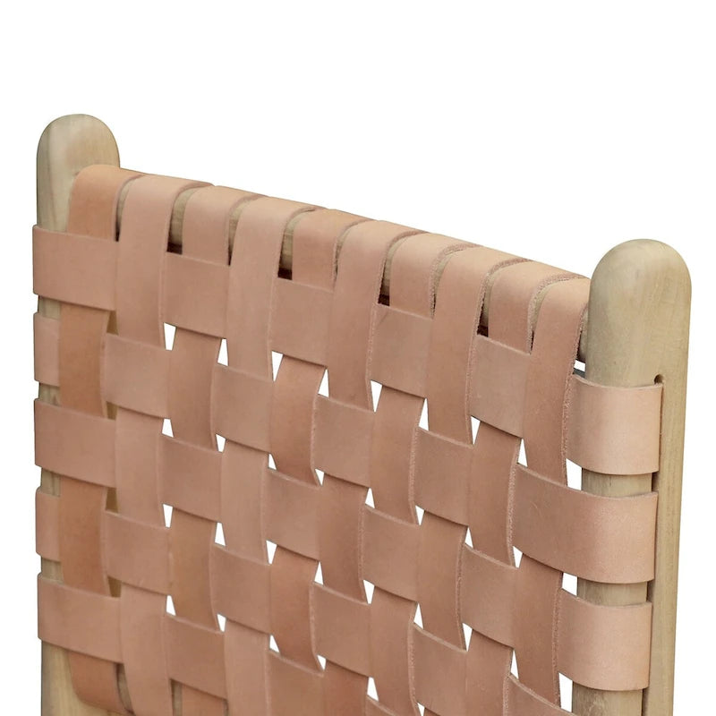 Poly and Bark Banda Teak & Leather Dining Chair - Solid Teak Wood Frame