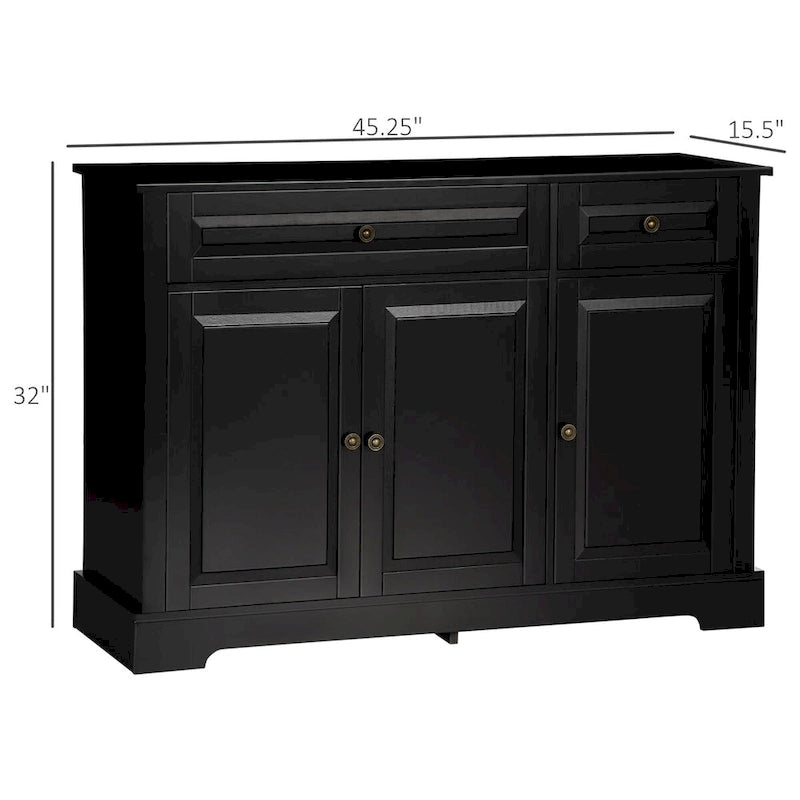 Sideboard Buffet Cabinet, Modern Kitchen Cabinet with 2 Drawers and Adjustable Shelves, Coffee Bar Cabinet