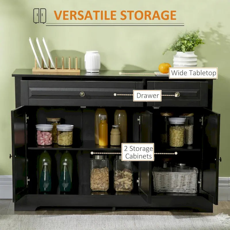 Sideboard Buffet Cabinet, Modern Kitchen Cabinet with 2 Drawers and Adjustable Shelves, Coffee Bar Cabinet