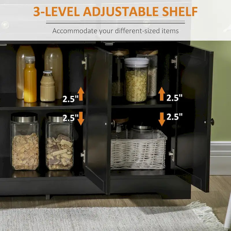 Sideboard Buffet Cabinet, Modern Kitchen Cabinet with 2 Drawers and Adjustable Shelves, Coffee Bar Cabinet