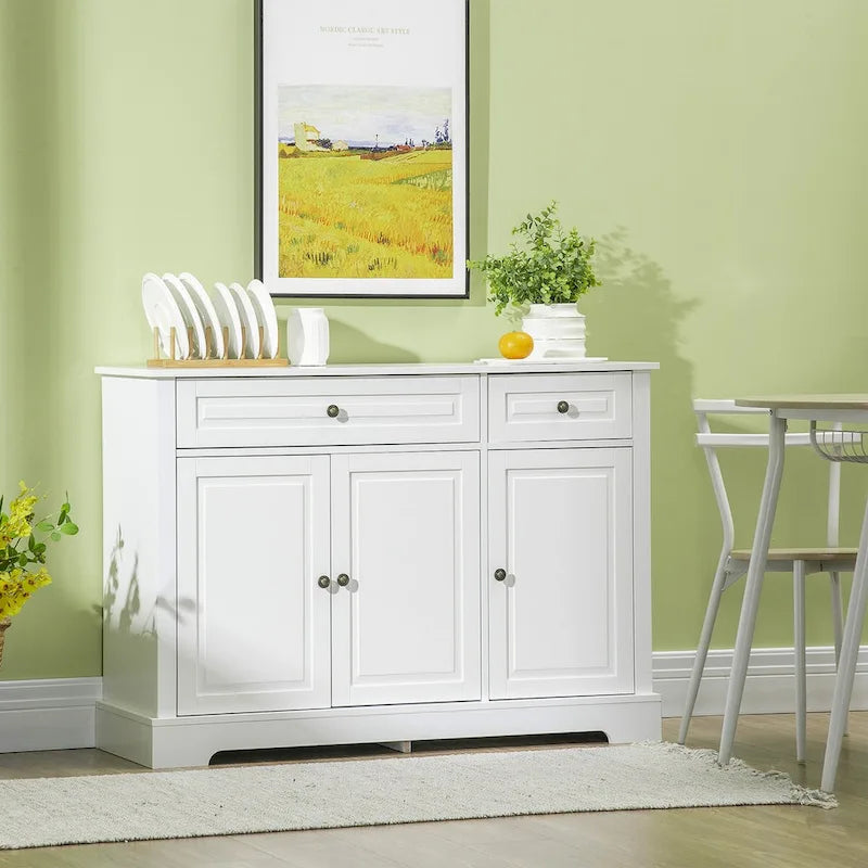 Sideboard Buffet Cabinet, Modern Kitchen Cabinet with 2 Drawers and Adjustable Shelves, Coffee Bar Cabinet